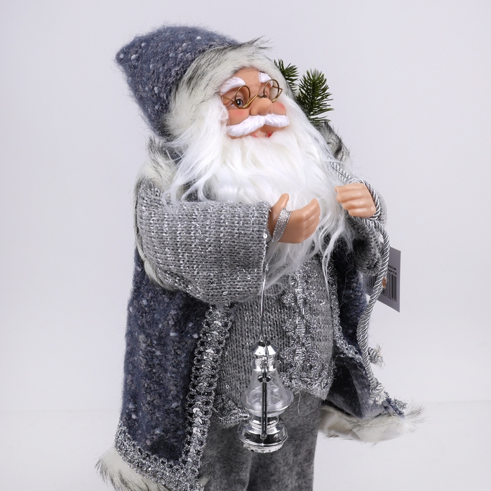Дед мороз, GLOBAL CHRISTMAS, 45 см, Cеребристый, ПВХ