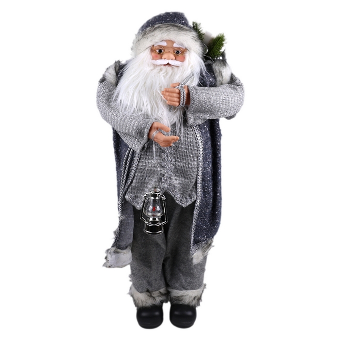 Дед мороз, GLOBAL CHRISTMAS, 90см, Cеребристый, ПВХ