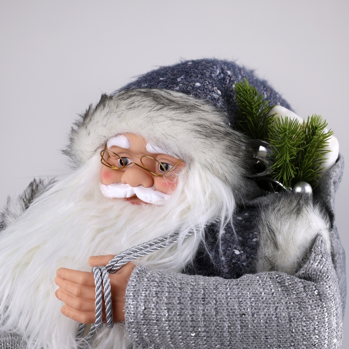 Дед мороз, GLOBAL CHRISTMAS, 90см, Cеребристый, ПВХ