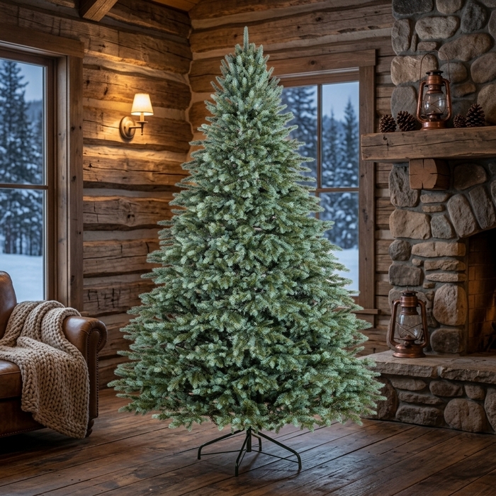 Brad de craciun, GLOBAL CHRISTMAS, Alaska, Verde/Albastru, 210 cm, PE