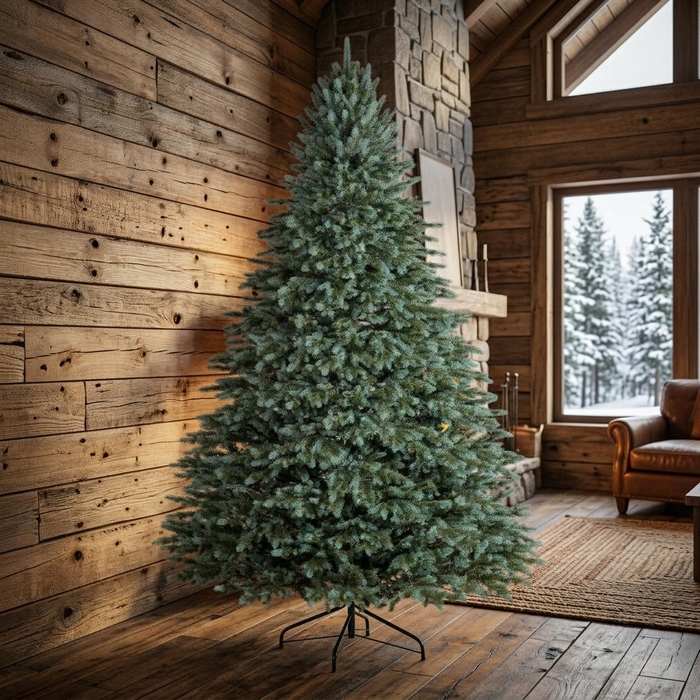 Brad de craciun, GLOBAL CHRISTMAS, Alaska, Verde/Albastru, 250 cm, PE