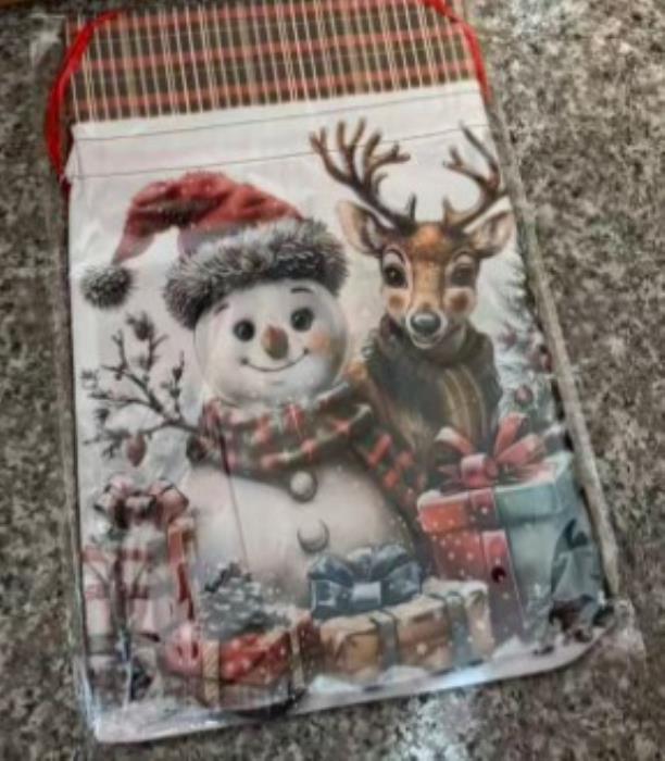 Sac cadouri, GLOBAL CHRISTMAS, 32 cm, 20 cm, Textil, Cu imprimeu