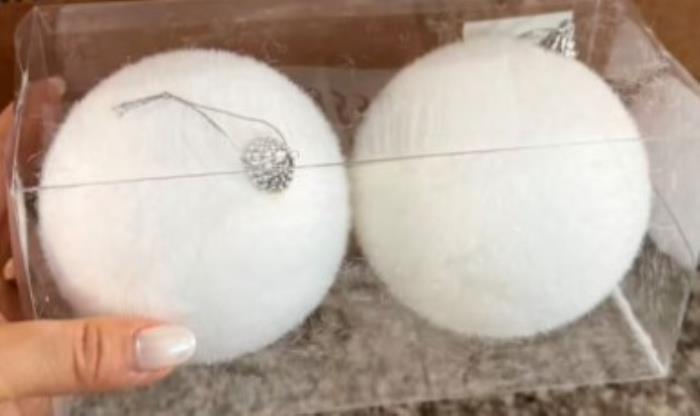Набор рождественских шаров, GLOBAL CHRISTMAS, 2 шт, 10 cm, Белый, ПВХ