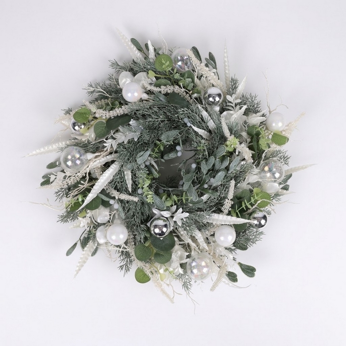 Coronita de craciun, GLOBAL CHRISTMAS, 50 cm, Verde, PE