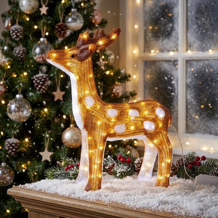 Декоративный олень, GLOBAL CHRISTMAS, 60 см, Коричневый, Светодиодные лампы