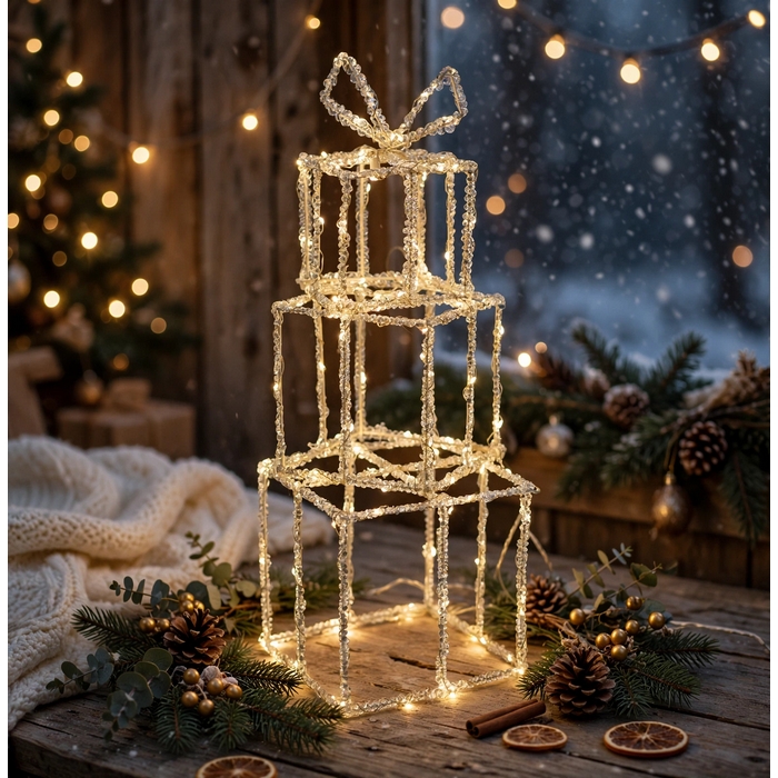 Декоративный набор в коробке, GLOBAL CHRISTMAS, Теплый Белый, 3 шт, 11cм, 14 cm, 17 cm