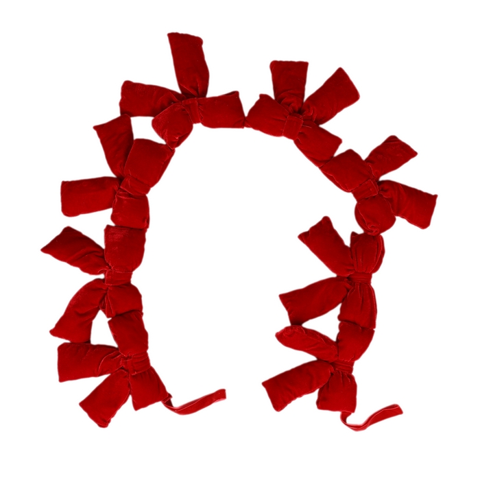 Декоративная гирлянда, GLOBAL CHRISTMAS, 120см, Красный, Текстиль, Бант
