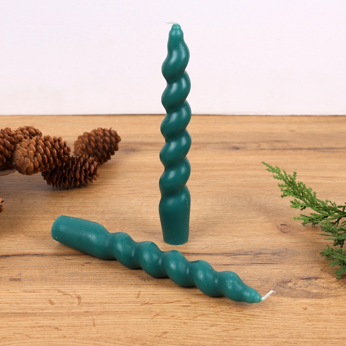 Set of candles, GS, 2 pcs, 18 cm, Green, Paraffin, 2 cm
