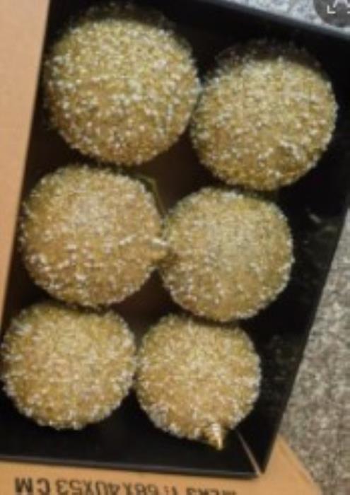 Set of christmas balls, GLOBAL CHRISTMAS, 6 pcs, 12 cm, Golden, Plastic