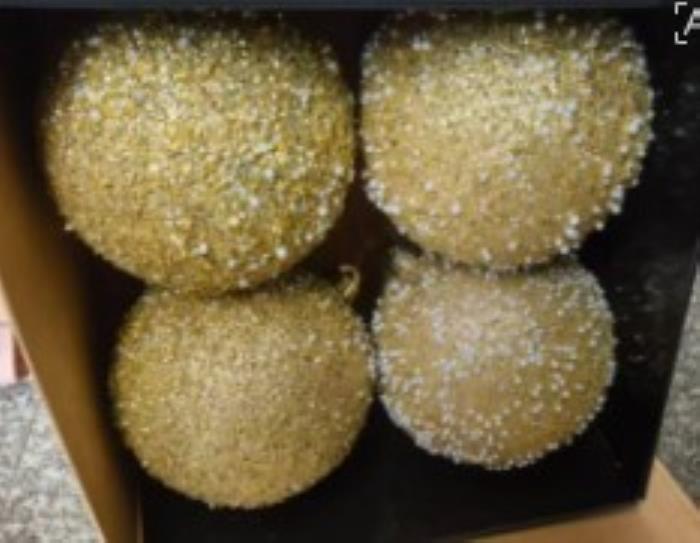 Set of christmas balls, GLOBAL CHRISTMAS, 4 pcs, 15 cm, Golden, Plastic