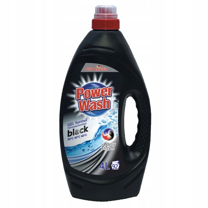 Laundry detergent, POWER WASH, Liquid, 4L, 92 (washes), Black