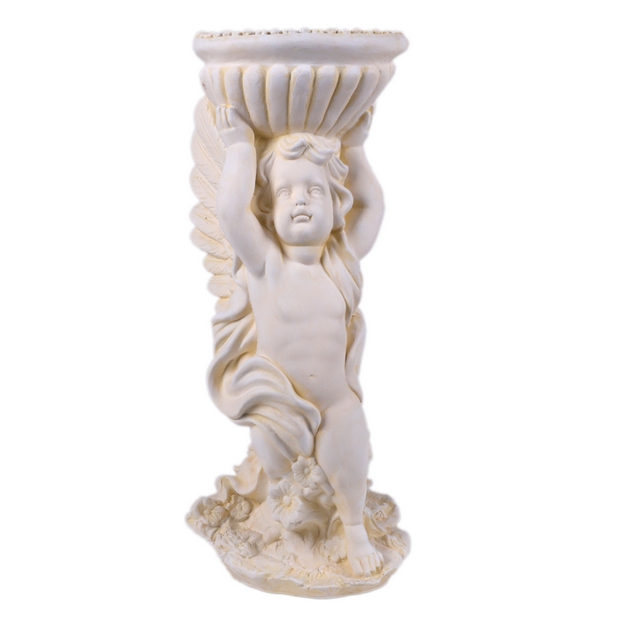 Statueta inger cu bol, ORIENS, Fildes, 53cm, Gips