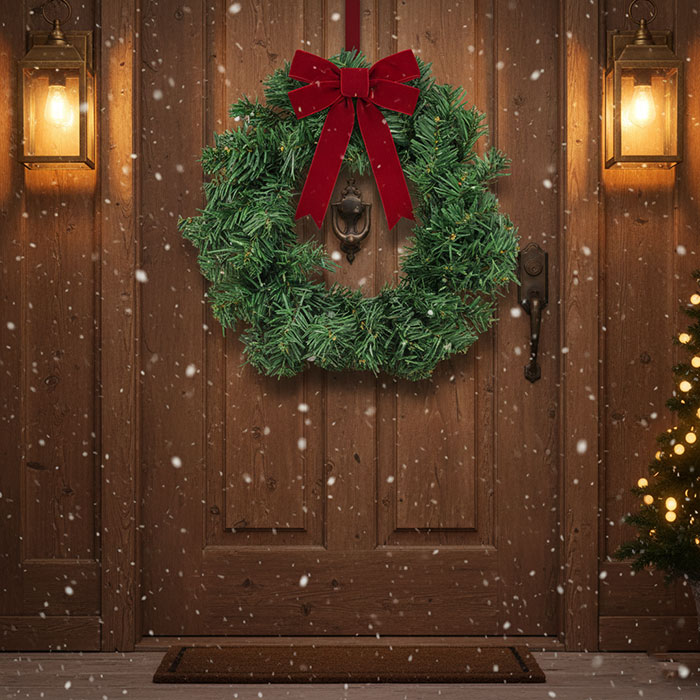 Coronita de craciun, GLOBAL CHRISTMAS, 60cm, Verde