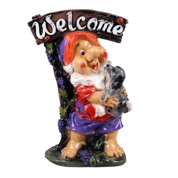 Garden figurine gnomw with dog, ORIENS, Mix, Gypsum