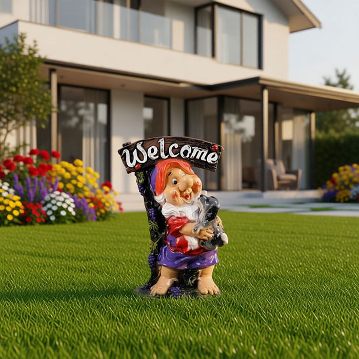 Garden figurine gnomw with dog, ORIENS, Mix, Gypsum