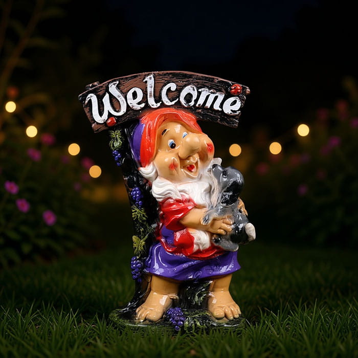 Garden figurine gnomw with dog, ORIENS, Mix, Gypsum