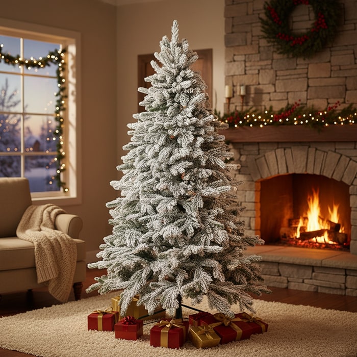 Brad de craciun, YALUNKA, Vip, Alb/Verde, 250 cm, PE, Inzapezit