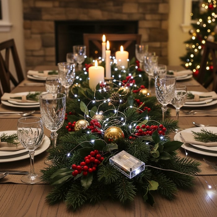 Instalatie luminoasa pe baterii, GLOBAL CHRISTMAS, 50 becuri LED, 5 m, Alb, Baterii, Lumina Rece