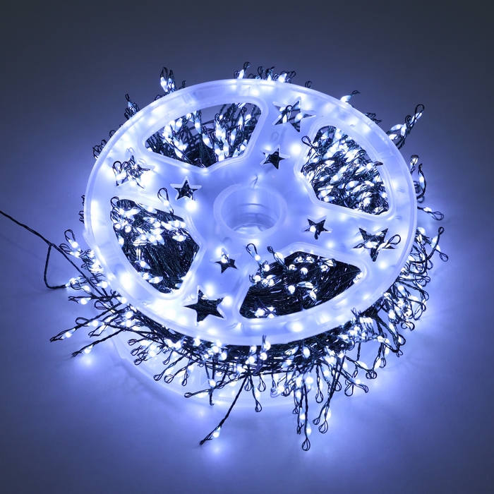 Instalatie luminoasa cluster, GLOBAL CHRISTMAS, 600 becuri, 20 m, Alb, 220 V, 8 Moduri de lumina