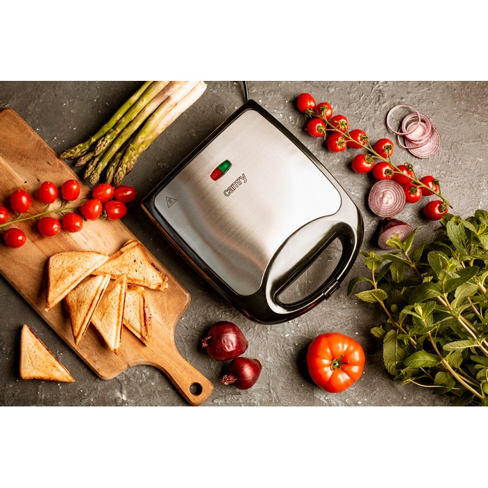 Sandwich maker, CAMRY, 1500 W, 4 slices, Metal/Plastic, Gray