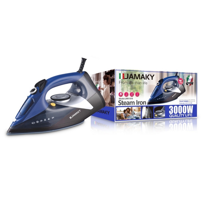 Fier de calcat, JAMAKY, Ceramica, 3000 W, 220-240V, Albastru