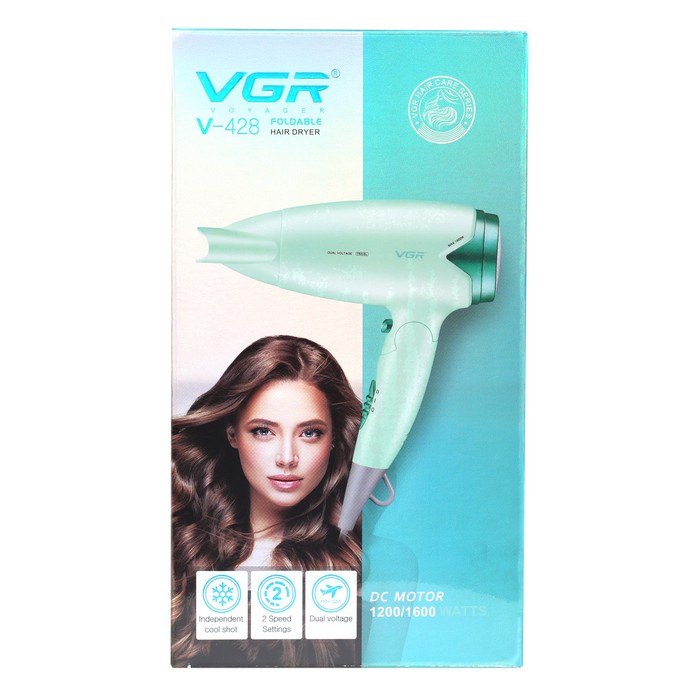 Hair dryer, VGR, Plastic, Network, 1600 W, 220 V, 1.8 m