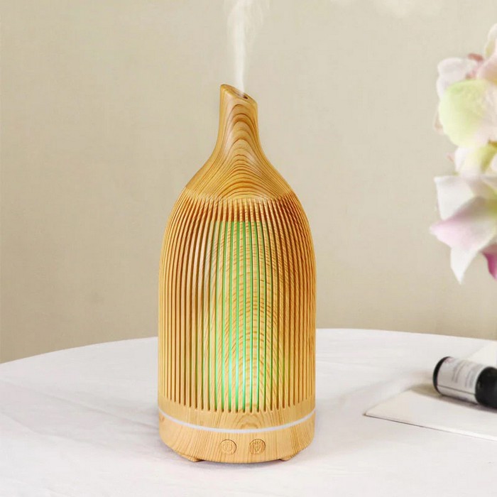 Umidificator, GS, Lemn/Plastic, lumina/sunete, USB, 100–240 V