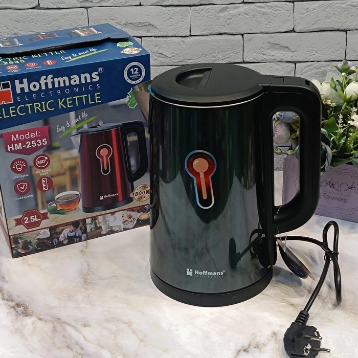 Electric kettle, HOFFMANS, Stainless Steel/Plastic, 1800 W, 2.5L