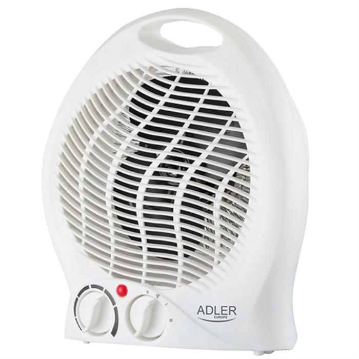 Aeroterma, ADLER, 255x225x130 mm, 2, 1000 W/2000W, Încălzire, ventilație, Plastic, Alb, 20 m2, Pe podea, Da, Da, Da