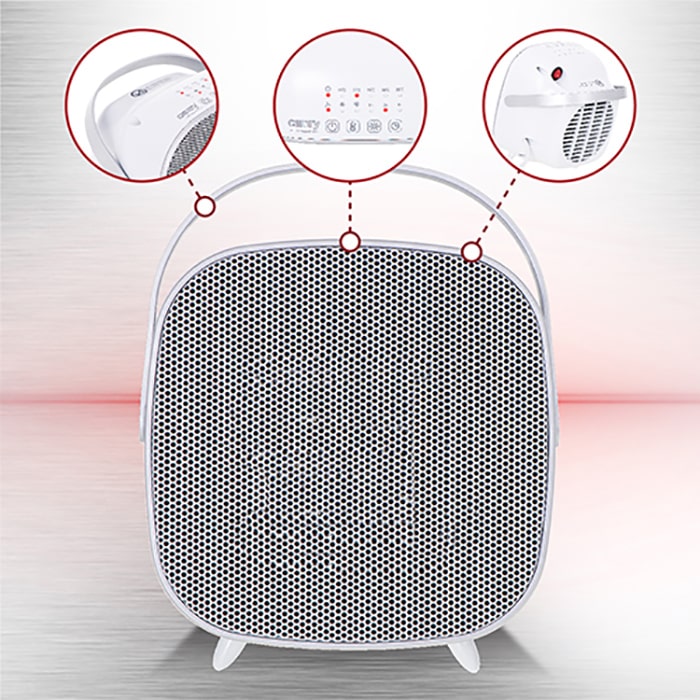 Керамический обогреватель, ADLER, Пластик, 1100 W, 1500 W, Белый, 220 - 240 В, На полу, на столе, Контроль температуры 15-35°C, 5, 15 м2, Функция охла