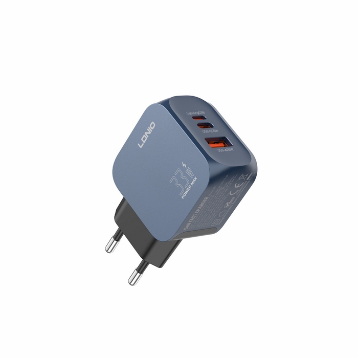 Wall charger, LDNIO, GaN, 33 W, USB-C, Plastic, Black