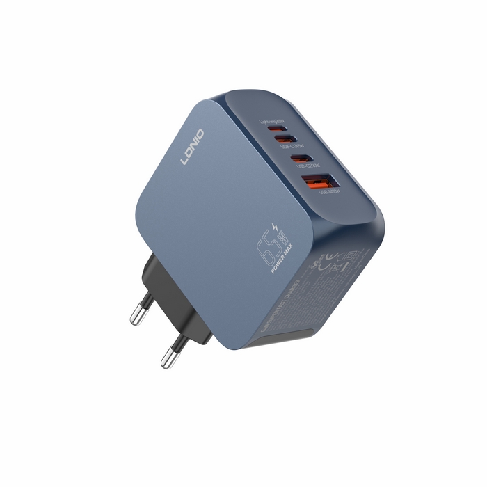 Wall charger, LDNIO, GaN, 65w, USB-C, Plastic, Black