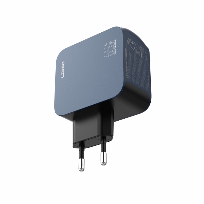 Wall charger, LDNIO, GaN, 65w, USB-C, Plastic, Black