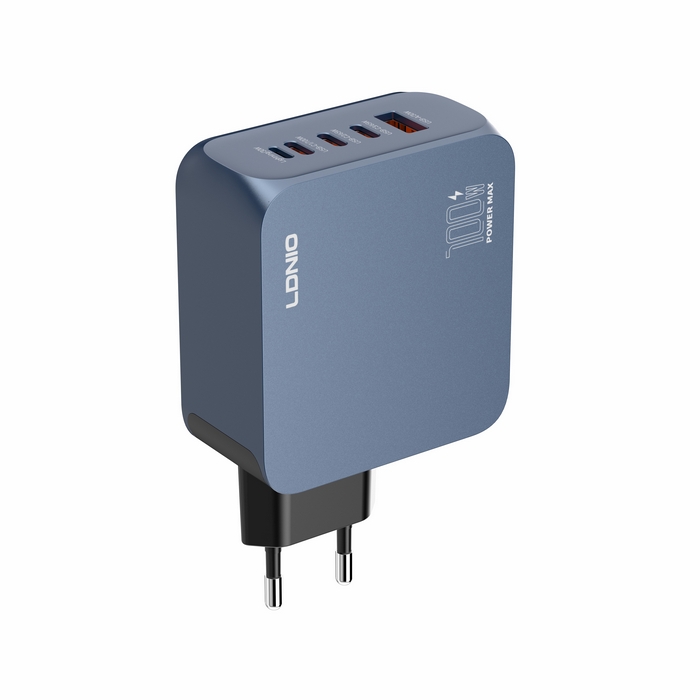 Wall charger, LDNIO, GaN, 100 W, USB-C, Plastic, Black