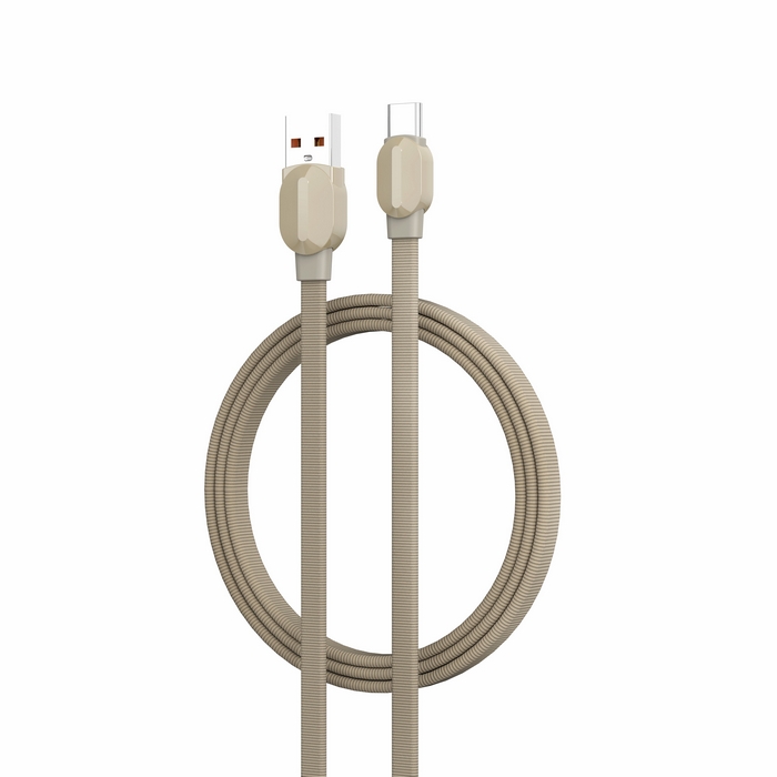 Usb cable, LDNIO, USB-A to USB-C, 30W, 1m, PVC, Kahve/Kream