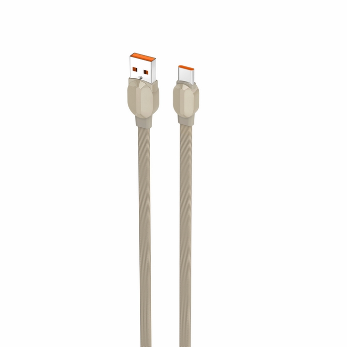 Usb cable, LDNIO, USB-A to USB-C, 30W, 1m, PVC, Kahve/Kream