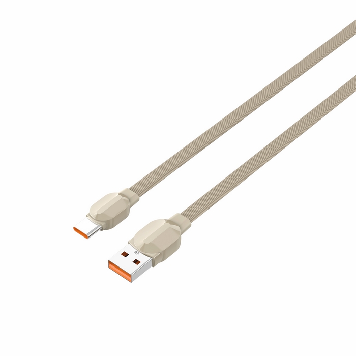 Usb cable, LDNIO, USB-A to USB-C, 30W, 1m, PVC, Kahve/Kream
