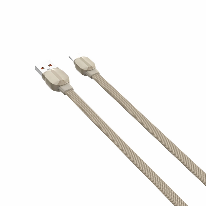 Usb cable, LDNIO, USB-A to USB-C, 30W, 1m, PVC, Kahve/Kream