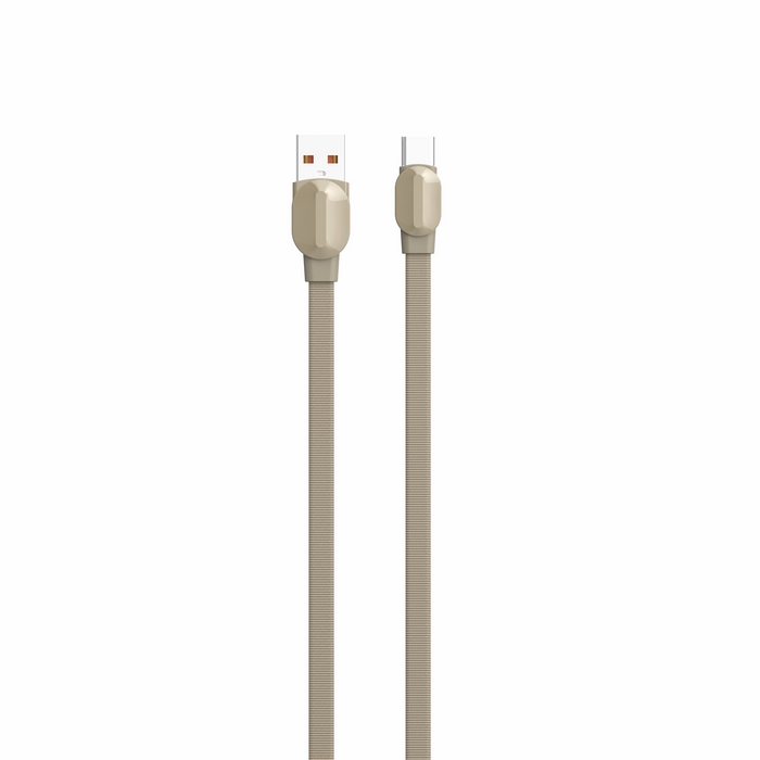 Usb cable, LDNIO, USB-A to USB-C, 30W, 1m, PVC, Kahve/Kream
