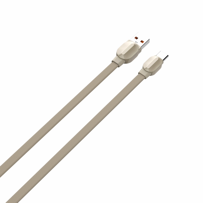Usb cable, LDNIO, USB-A to USB-C, 30W, 1m, PVC, Kahve/Kream
