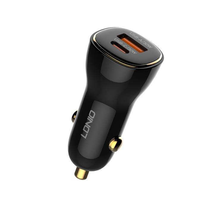 Incarcator auto, LDNIO, USB-C, 60w, USB-C, Plastic, Negru