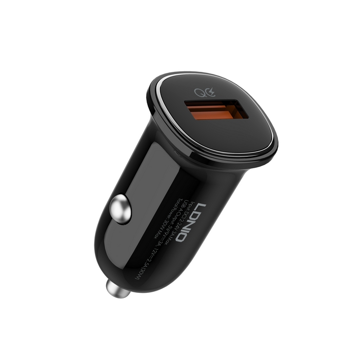 Incarcator auto, LDNIO, USB-A, 30W, USB-C, Plastic, Negru