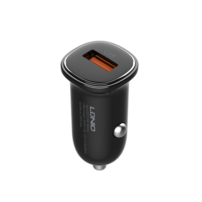 Incarcator auto, LDNIO, USB-A, 30W, USB-C, Plastic, Negru