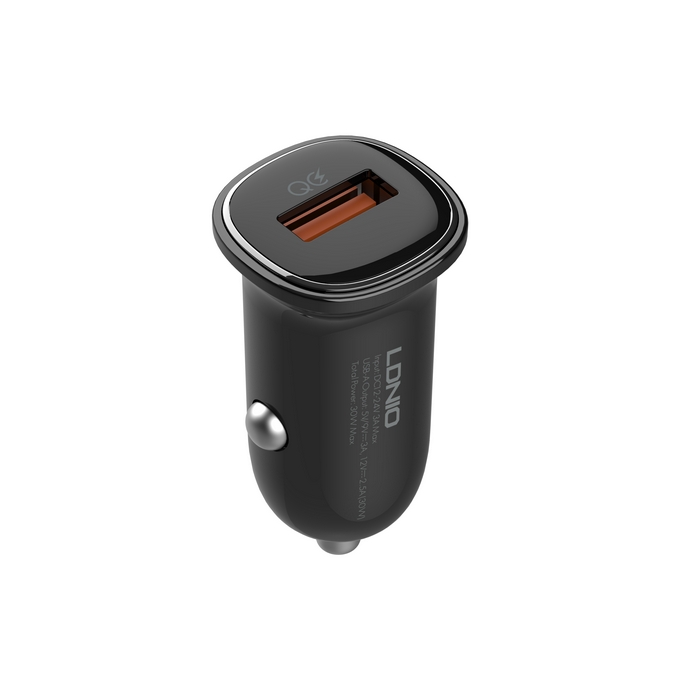 Incarcator auto, LDNIO, USB-A, 30W, USB-C, Plastic, Negru