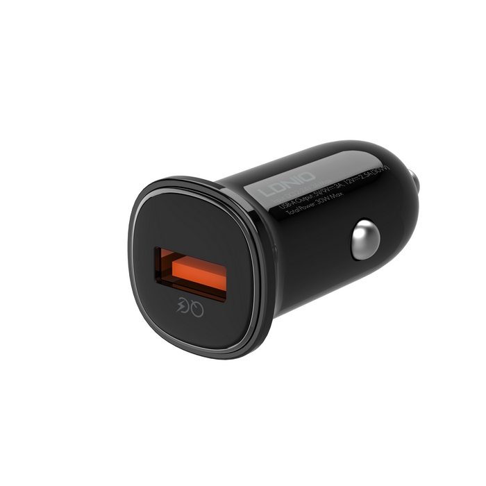 Incarcator auto, LDNIO, USB-A, 30W, USB-C, Plastic, Negru