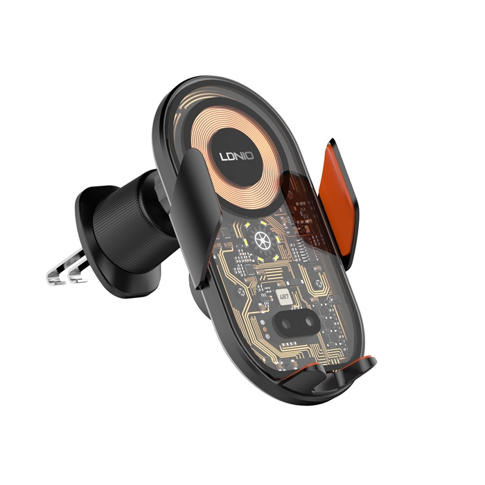 Car phone holder, LDNIO, 5v/3A 9v/2A 12v/1.5A, 15w wireless, ABS, Black