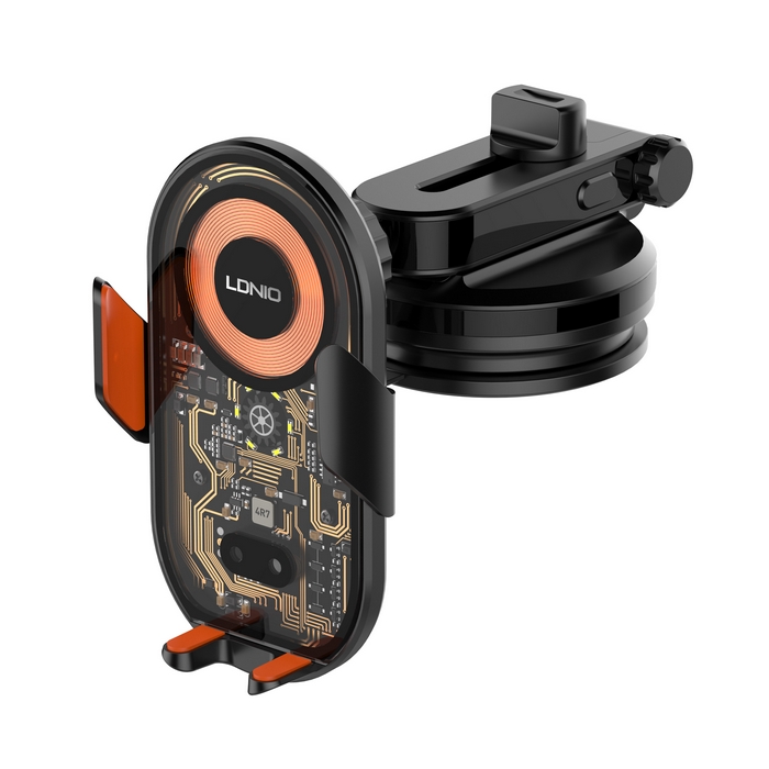 Car phone holder, LDNIO, 5v/3A 9v/2A 12v/1.5A, 15w wireless, ABS, Black