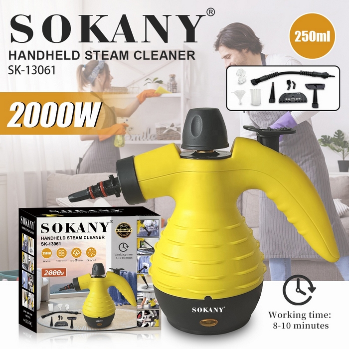 Aparat de curatare cu abur, SOKANY, Plastic, 220-240V, 2000 W, Galben