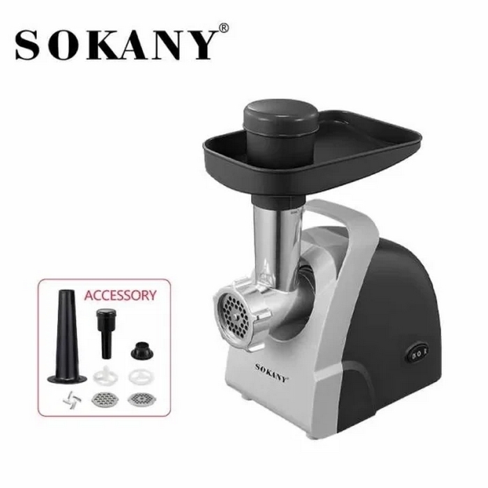 Tocator carne, SOKANY, Otel Inoxidabil, 1500 W, Negru/ Metalic