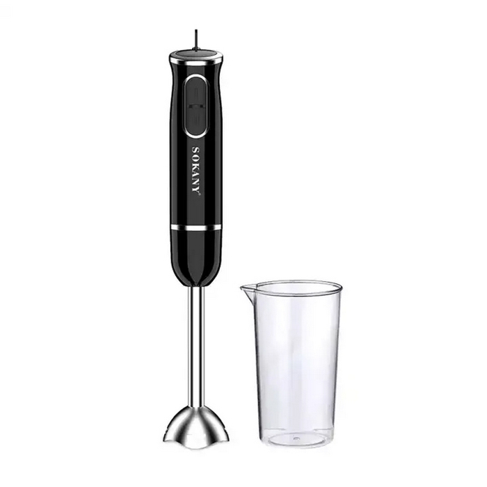 Blender de mana, SOKANY, Otel inoxidabil/Plastic, 2 in 1, Negru